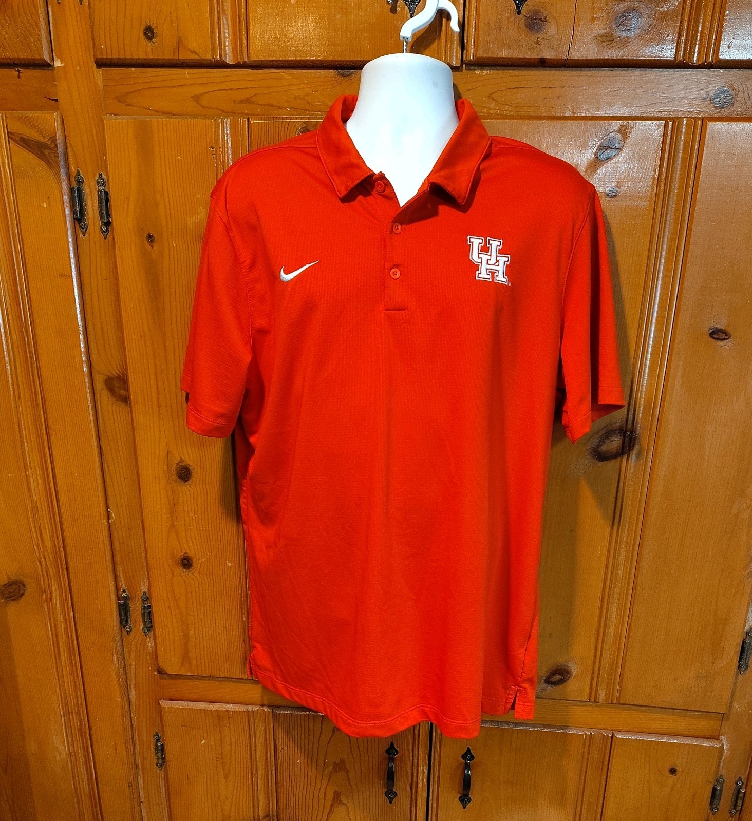 Nike Houston Cougars Polo Shirt Mens XL Red Embroidered University of UH Dri Fit