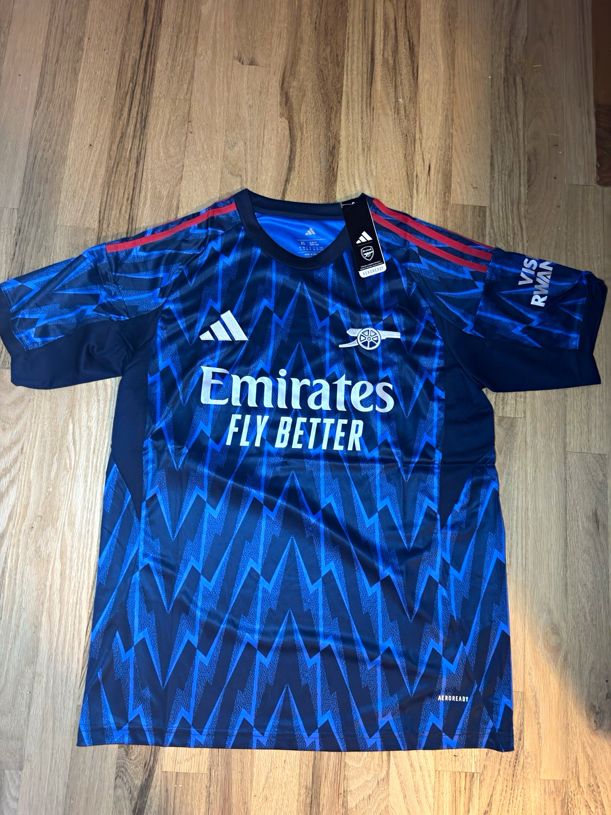 adidas Arsenal Soccer Jersey AEROREADY Blue/Red XL Emirates Fly Better adidas Arsenal Soccer Jersey AEROREADY Blue/Red XL Emirates Fly Better
