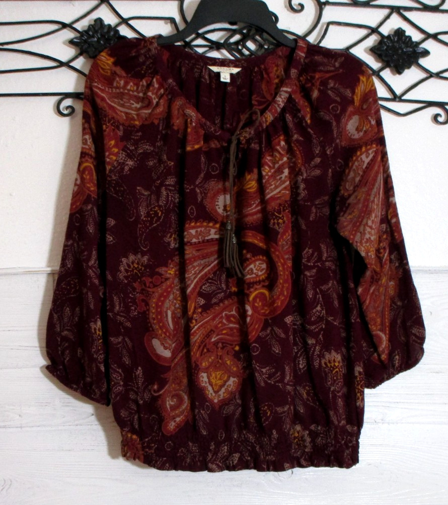 Sonoma Women\'s Top Size L Long Sleeve Multicolored Paisley Round Neck Sonoma Women\'s Top Size L Long Sleeve Multicolored Paisley Round Neck