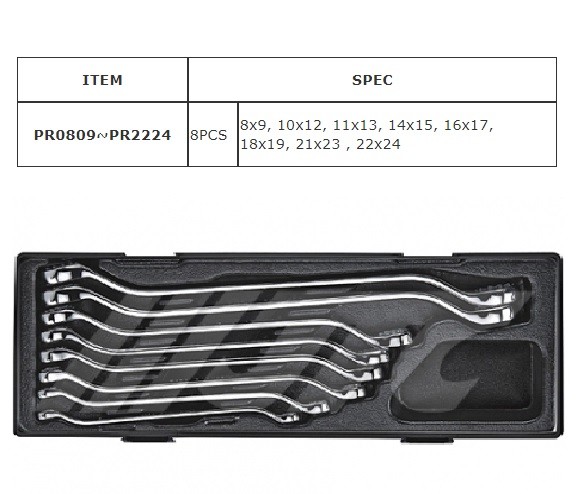 JTC 8 PCS 45° OFFSET BOX WRENCH SET (MIRROR-FINISH), JTC # K6083