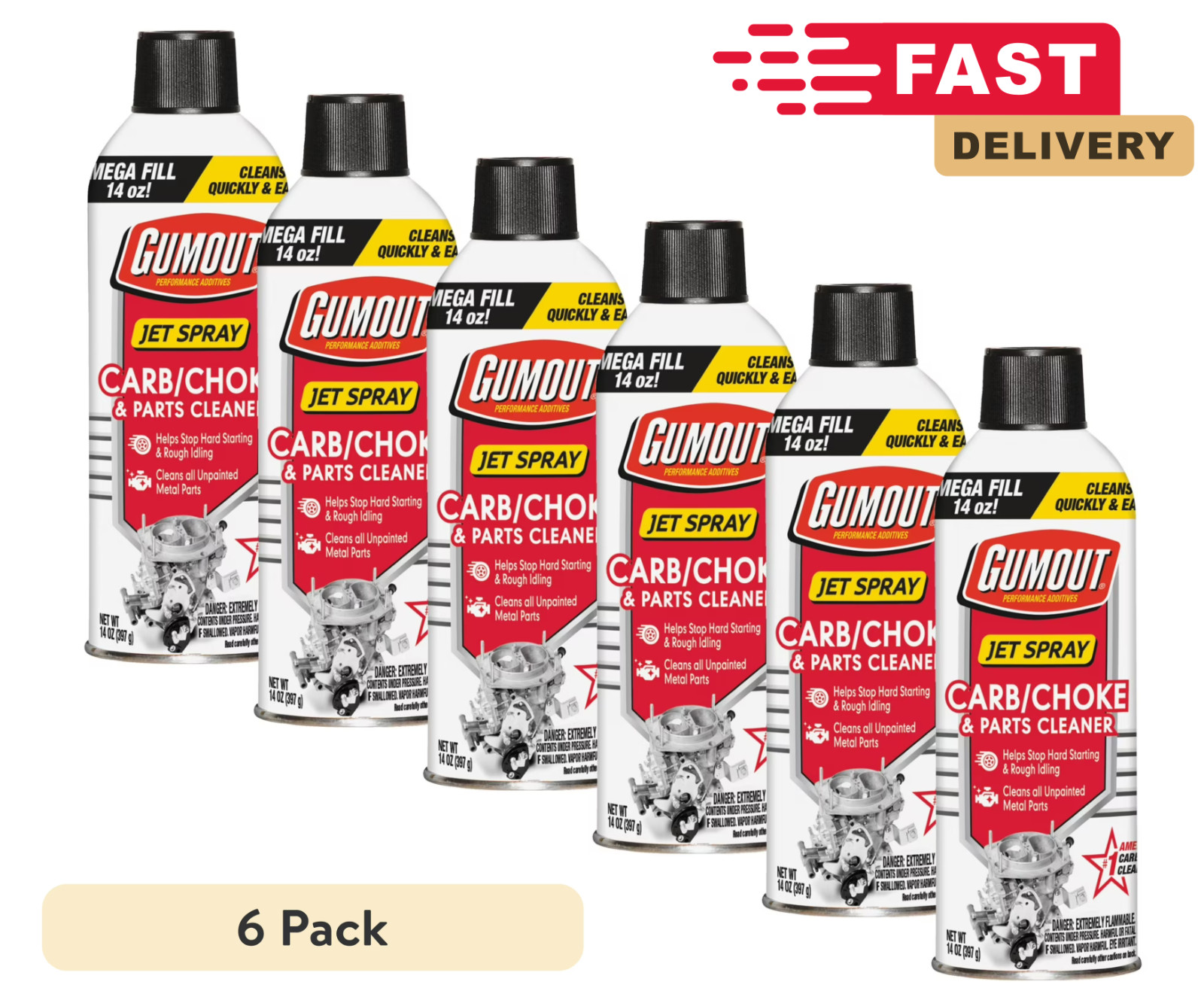 (Pack of 6) Gumout Carb And Choke Carburetor Cleaner 14 Oz. Engine Parts Spray. (Pack of 6) Gumout Carb And Choke Carburetor Cleaner 14 Oz. Engine Parts Spray.