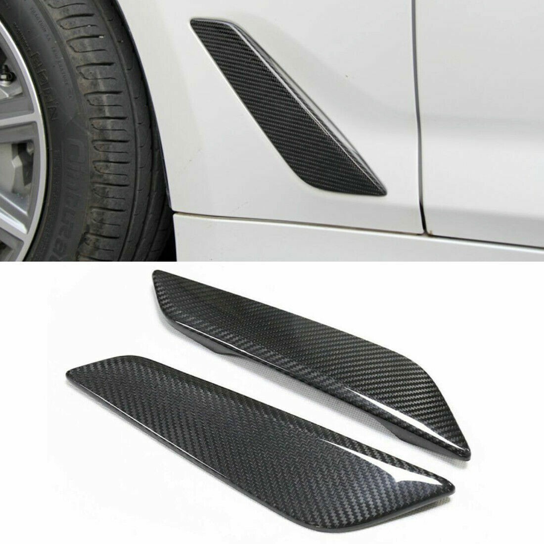 Real Dry Carbon Fiber Side Fender Trim Cover Fit for BMW 5 Series G30 18-20
