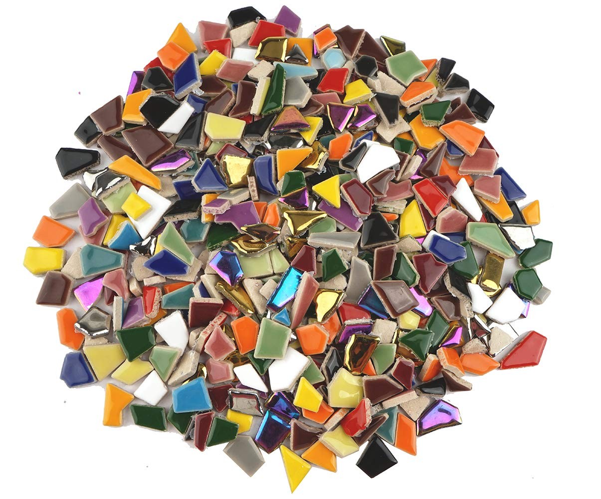 Lanyani Vibrant Broken Ceramic Tiles for Crafts 12x12 Inch, Mixed-1 Lanyani Vibrant Broken Ceramic Tiles for Crafts 12x12 Inch, Mixed-1