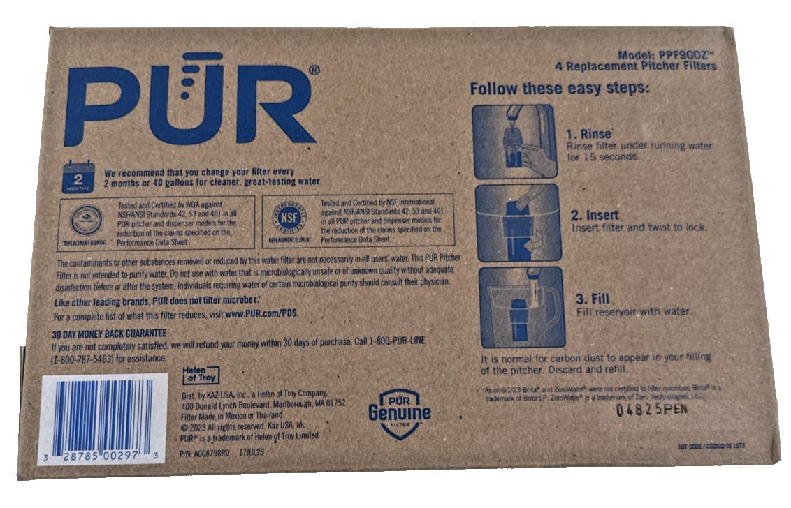 4x Genuine PUR PPF900Z Maxion Replacement Water Pitcher Filters Sealed 4x Genuine PUR PPF900Z Maxion Replacement Water Pitcher Filters Sealed