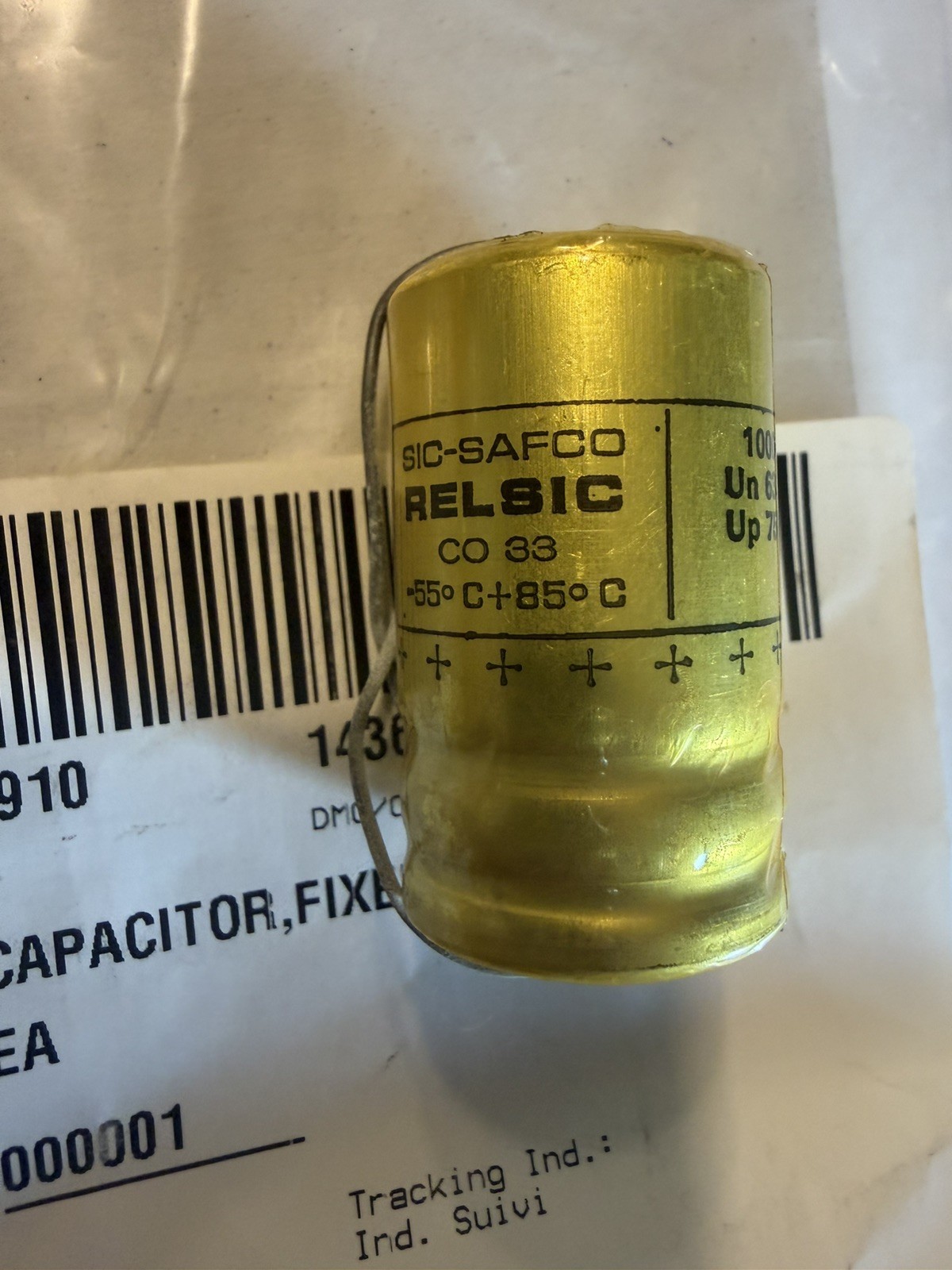 SIC SAFCO RELSIC CO33 1000uF 63V Capacitor NSN 5910-14-363-4885 DND Military NOS