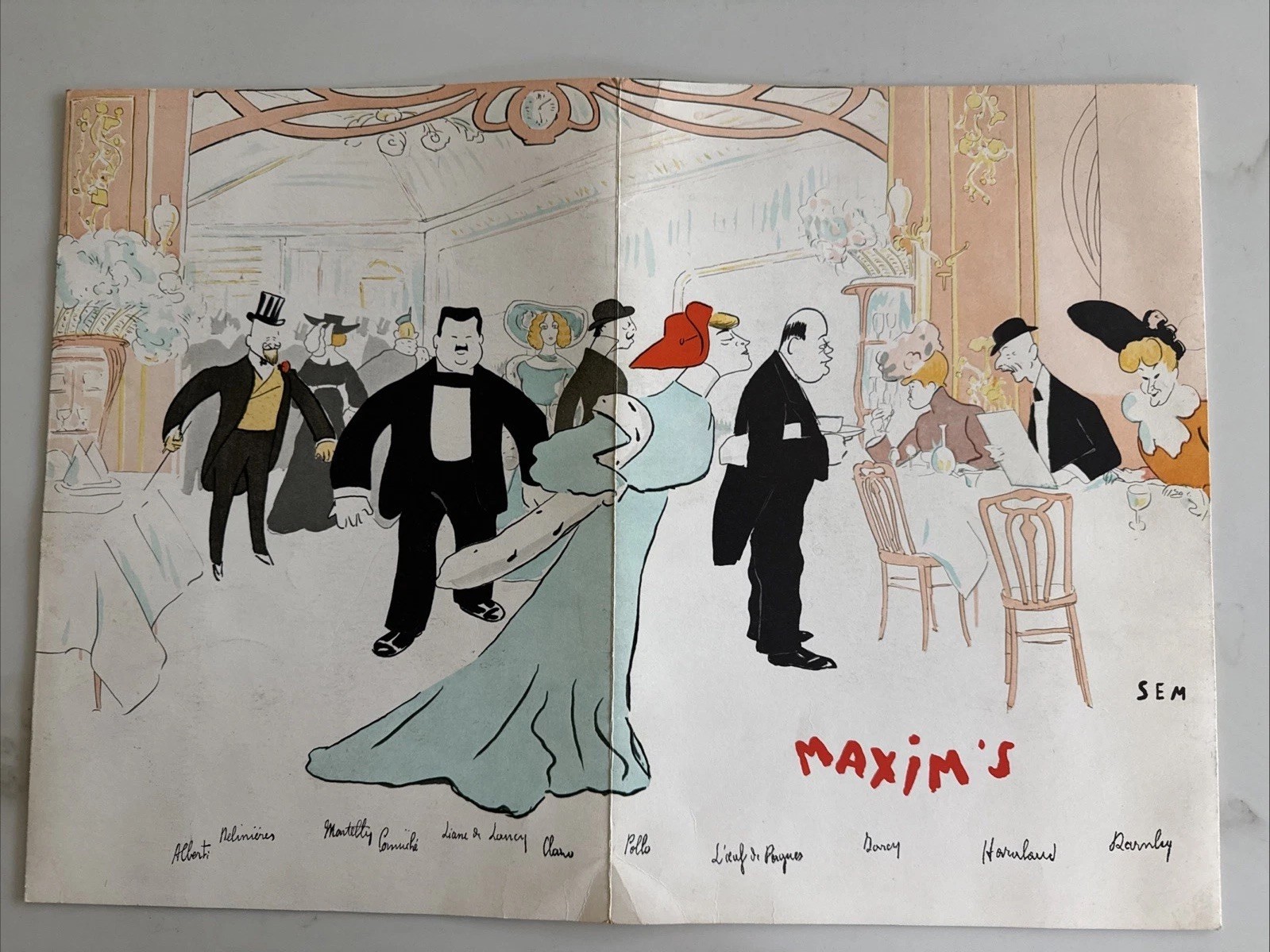 VINTAGE CHEZ MAXIM'S RESTAURANT DINNER MENU-NYC 14x10”