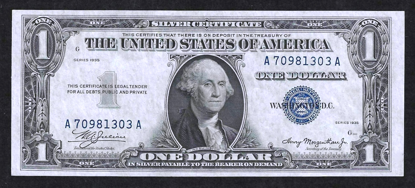 1935 (NO SERIES) $1 ~ FR-1607 ~ FIRST 1935 ISSUE~ CHOICE CRISP UNCIRCULATED NOTE 1935 (NO SERIES) $1 ~ FR-1607 ~ FIRST 1935 ISSUE~ CHOICE CRISP UNCIRCULATED NOTE