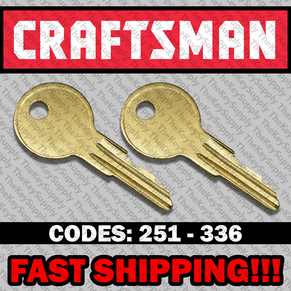 ( 2 ) Two Craftsman tool box keys / Select your key code / Series 251-336 ( 2 ) Two Craftsman tool box keys / Select your key code / Series 251-336
