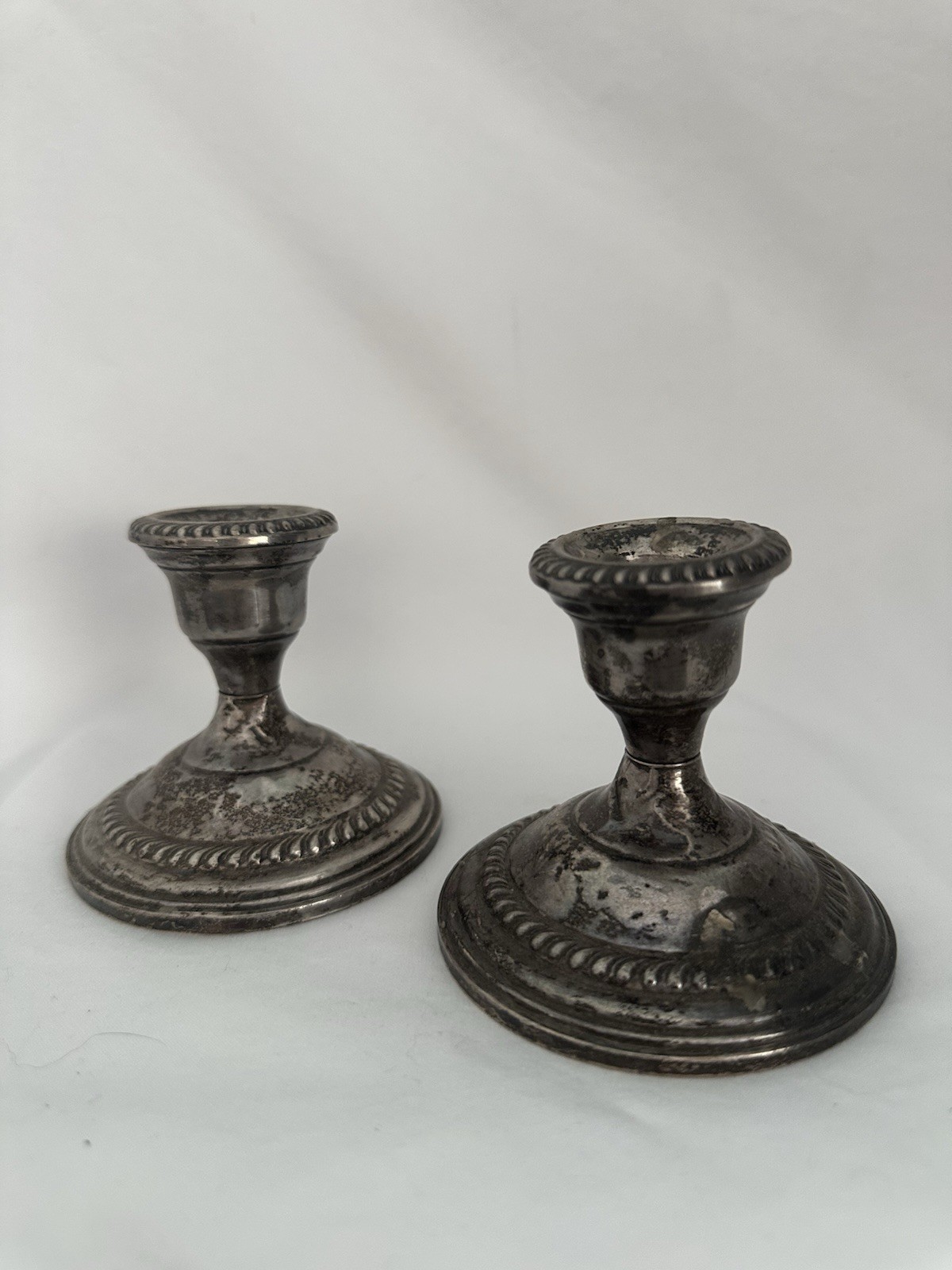 Vtg Pair of Empire Sterling Silver Weighted 3\ Vtg Pair of Empire Sterling Silver Weighted 3\