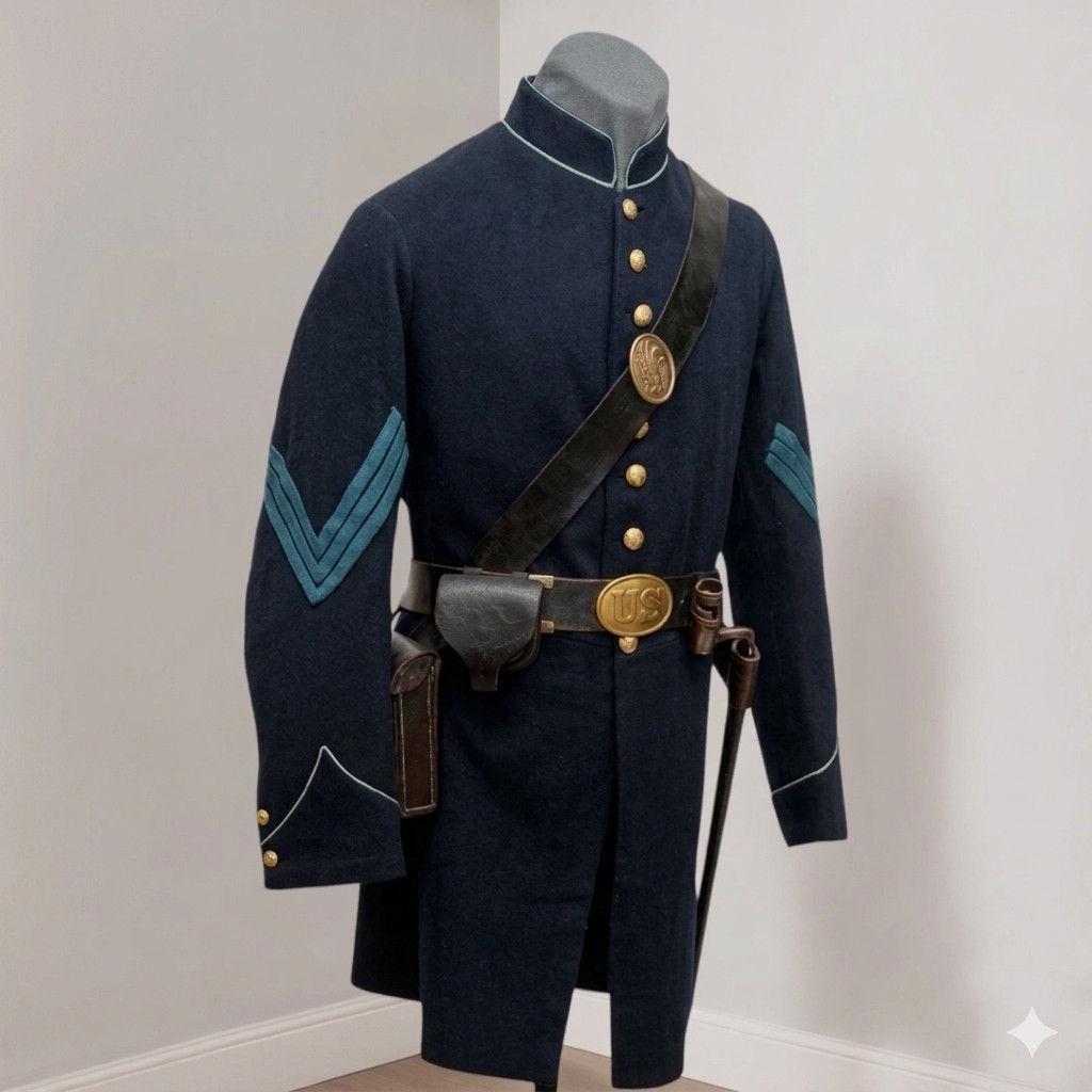 Civil War Enlisted Infantry Frock Coat Union Army Navy Blue Wool Renactment Coat