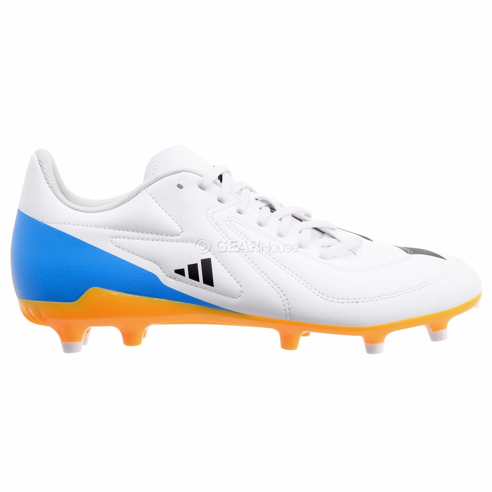 adidas RS15 FG Mens Rugby Cleats Firm-Ground, White Blue Orange, Pick Size