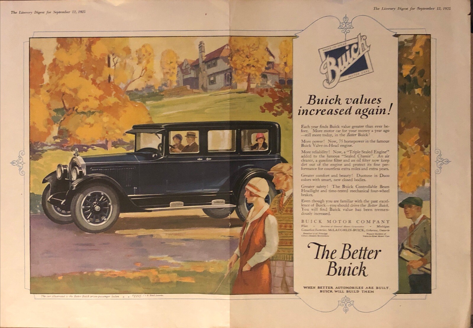 1925 Better Buick Seven Passenger Sedan PRINT AD Valve-In -Head Engine VTG 1920s 1925 Better Buick Seven Passenger Sedan PRINT AD Valve-In -Head Engine VTG 1920s