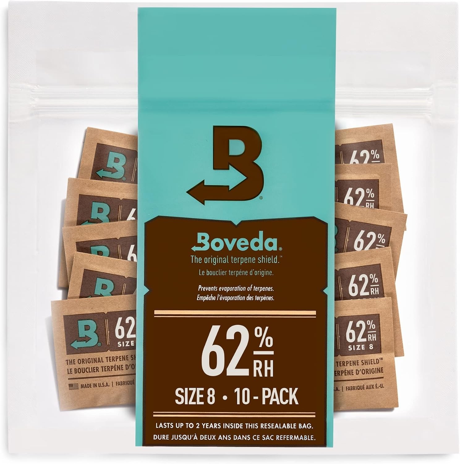 Boveda 62% RH 2-Way Humidity Control - Protects & Restores - Size 8 - 10 Count