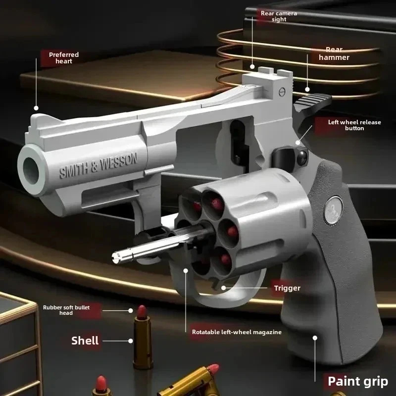 ZP5 Revolver Soft Bullet Toy Gun 357 Simulation Pistol with Ejection Action