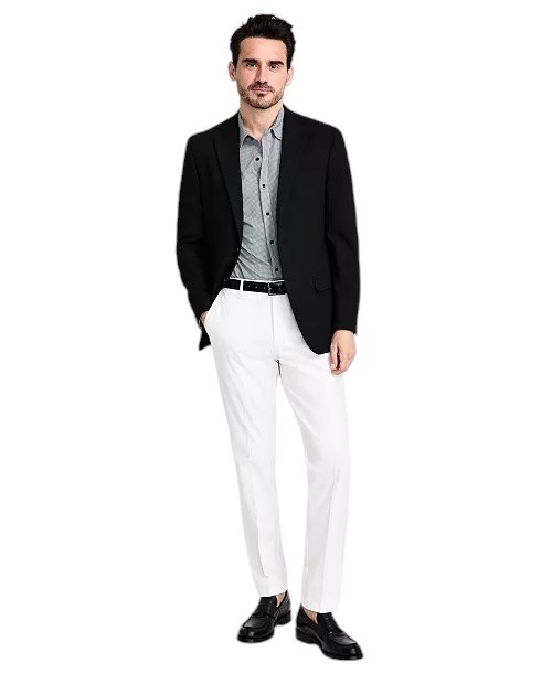 Michael Kors Mens Classic fit Sport Coat Blazer 44 R Black Solid Stretch