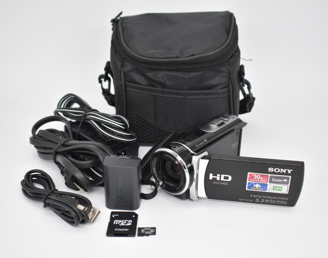 Sony Handycam HDR-CX190 Black Digital Video Camcorder 30x Zoom 5.3MP - TESTED