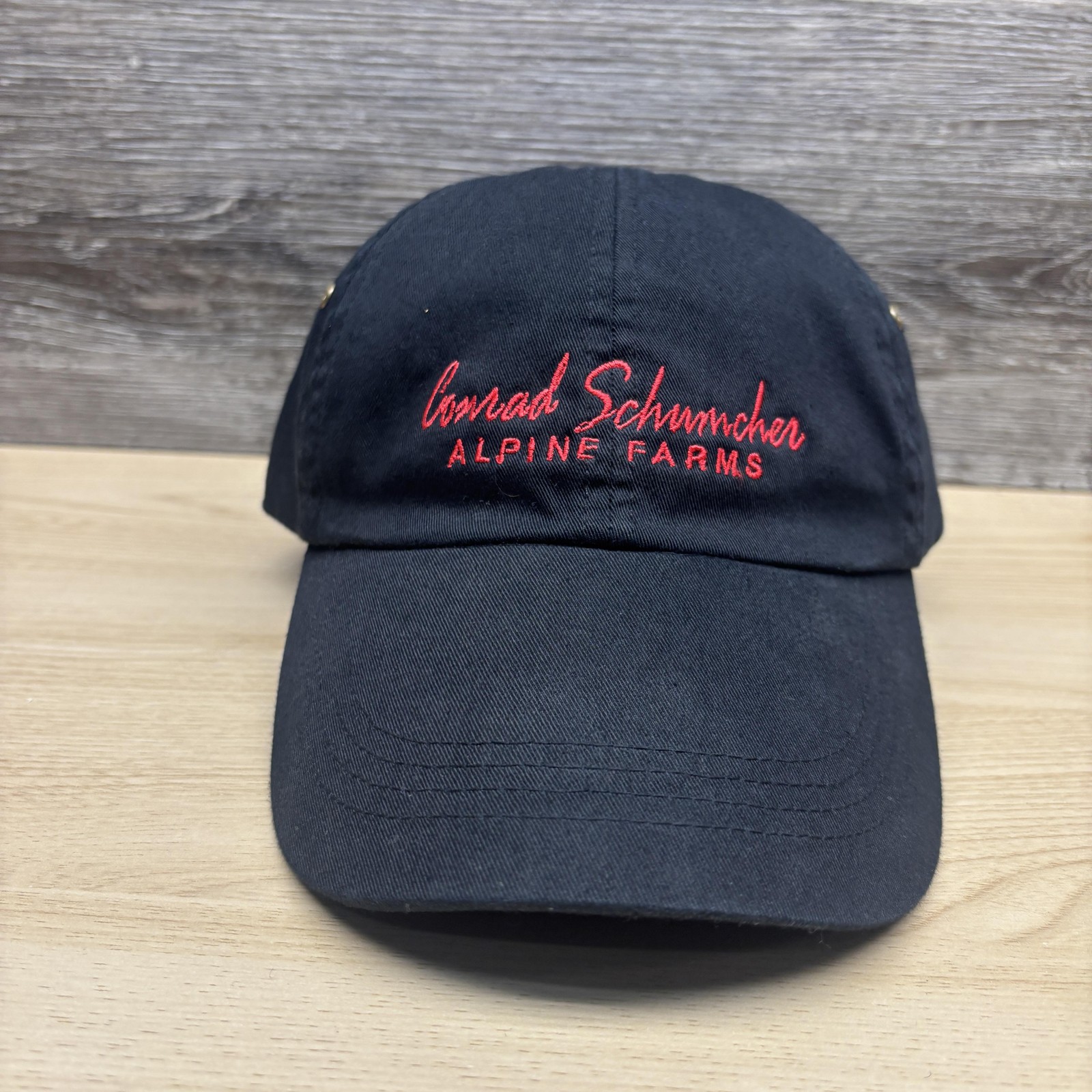 Conrad Schumacher Hat Cap Strap Back Black Alpine Farms Embroidered Mens Horse