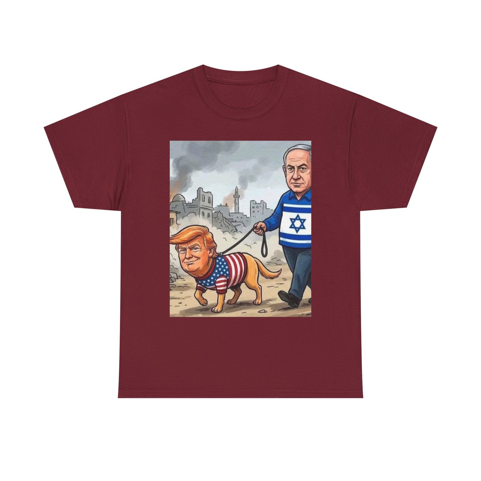 Anti Donald Trump Netanyahu Dog Walk Tee Political Satire T-Shirt Unisex Shirt 