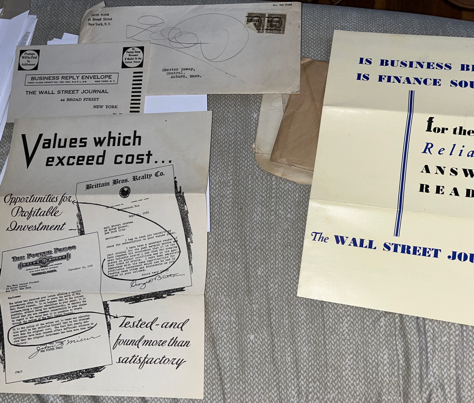 Antique 1932 Advertisement Wall Street Journal Subscription Solicitation