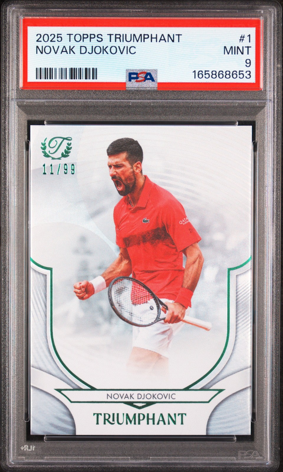 2025 TOPPS TRIUMPHANT TENNIS #1 NOVAK DJOKOVIC 11/99 PSA 9