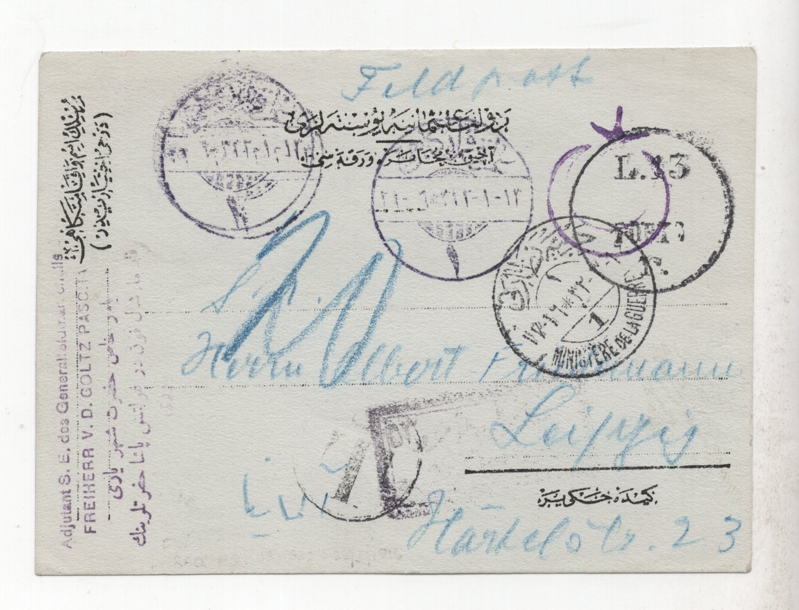 Turkey Officials Iraq 1916 Field Post Card Wwii With \