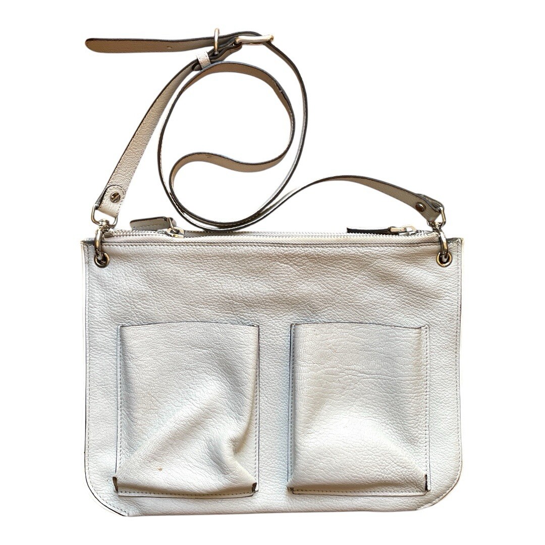 Marni Bandolier Crossbody Bag Gray Leather Silvertone Hardware Zip Top Messenger Marni Bandolier Crossbody Bag Gray Leather Silvertone Hardware Zip Top Messenger