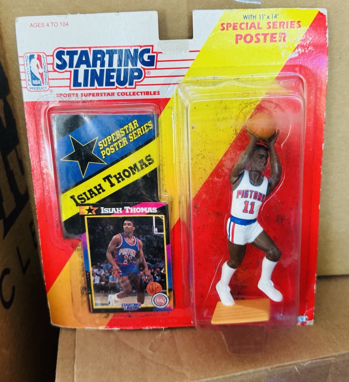 Detroit Pistons NBA 1992 Vintage Isiah Thomas Starting Lineup Figure With Poster Detroit Pistons NBA 1992 Vintage Isiah Thomas Starting Lineup Figure With Poster