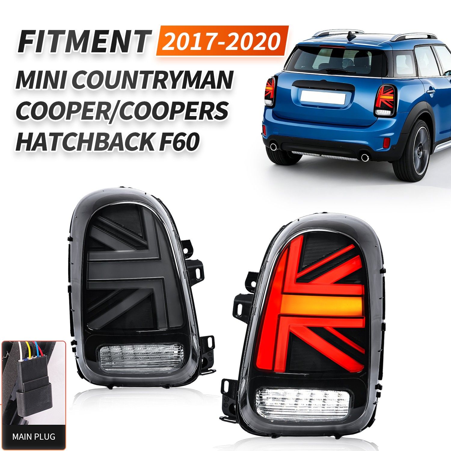 Tail Lights For 2017-2020 MINI Cooper Countryman F60 Union Jack Smoked LED Lamps