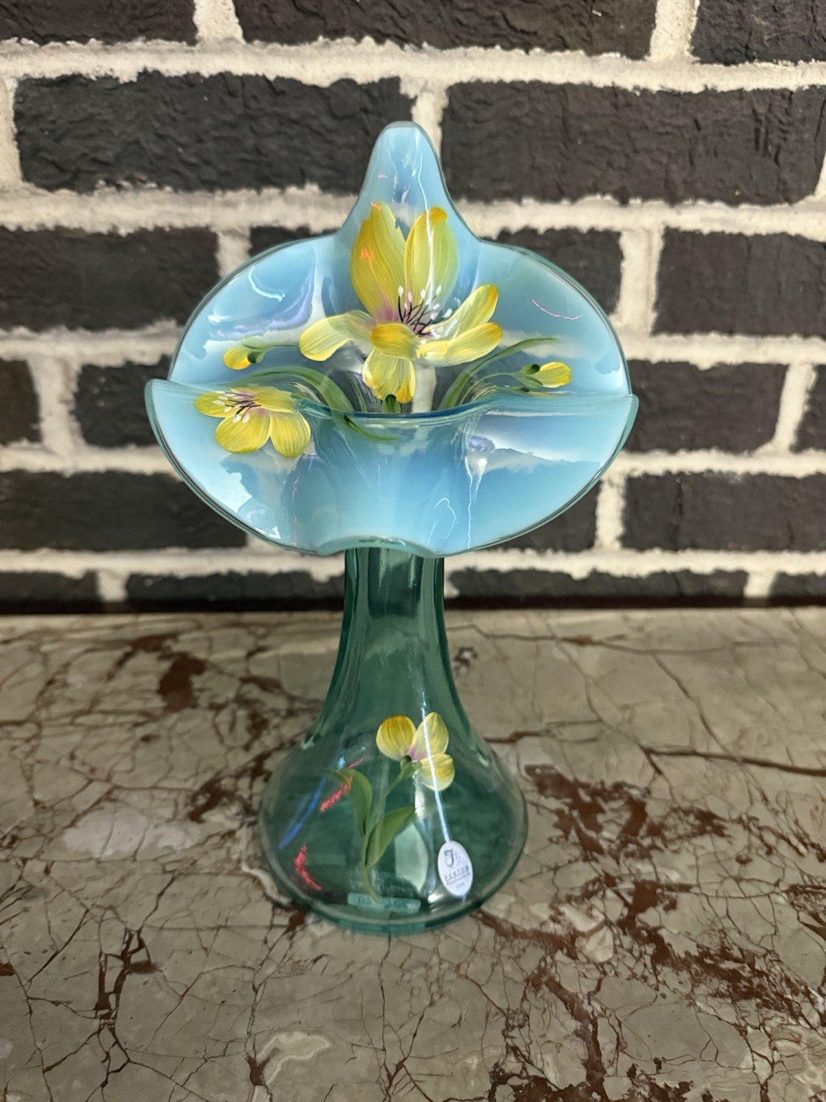 Fenton 100th Anniversary Jack in the Pulpit Vase 10/100 Mindy Hall Hand Painted