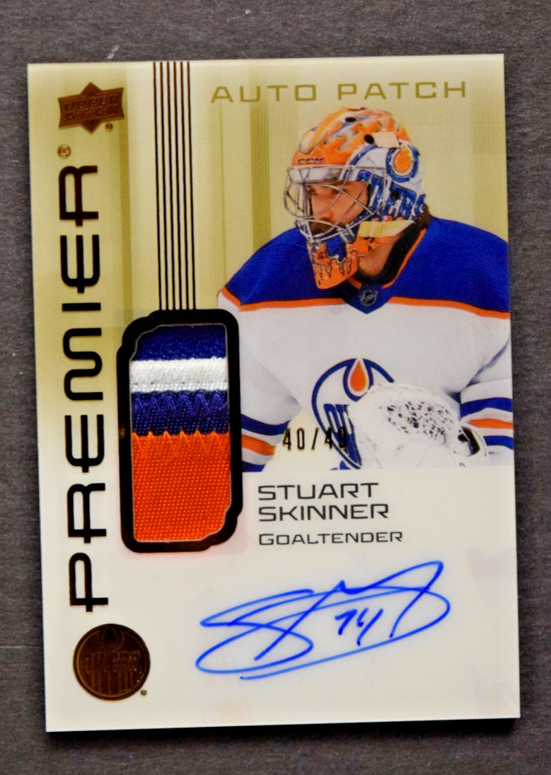 2025-26 Upper Deck Premier Acetate Bronze Auto Patch Stuart Skinner #40/49