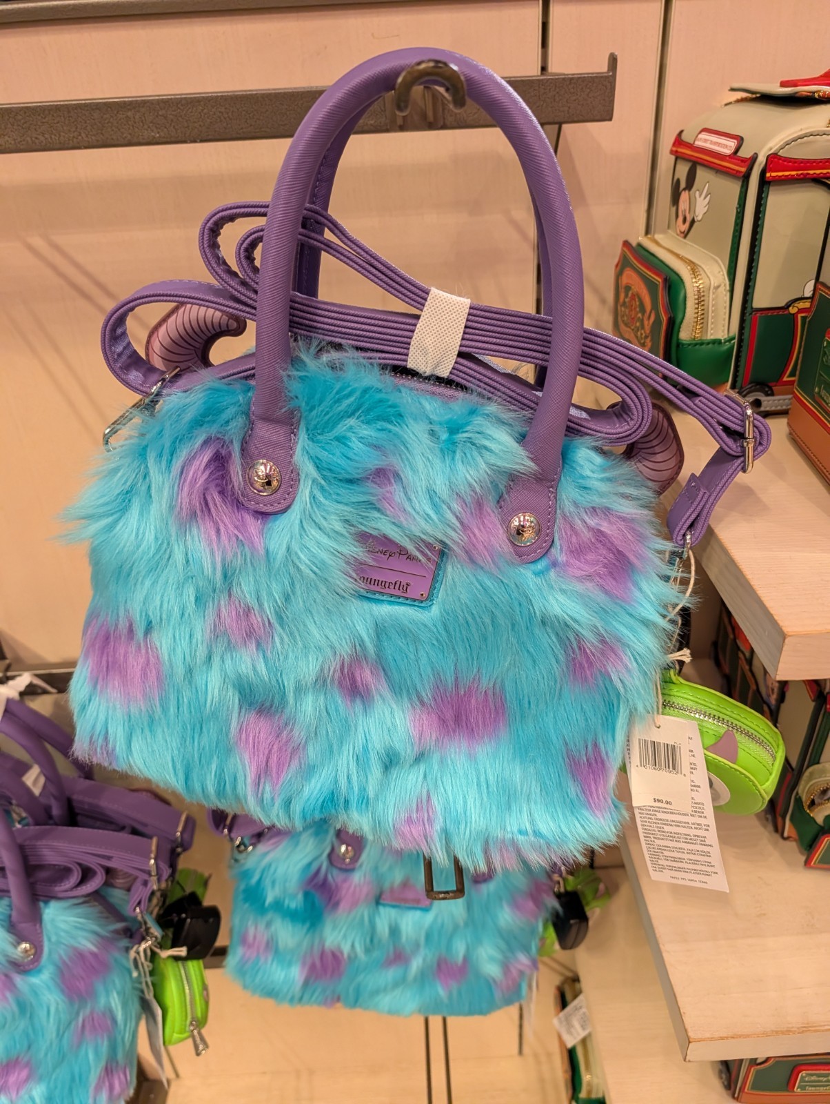 NEW 2026 Disney Parks Loungefly Sulley & Mike Monsters Inc. Furry Crossbody Bag