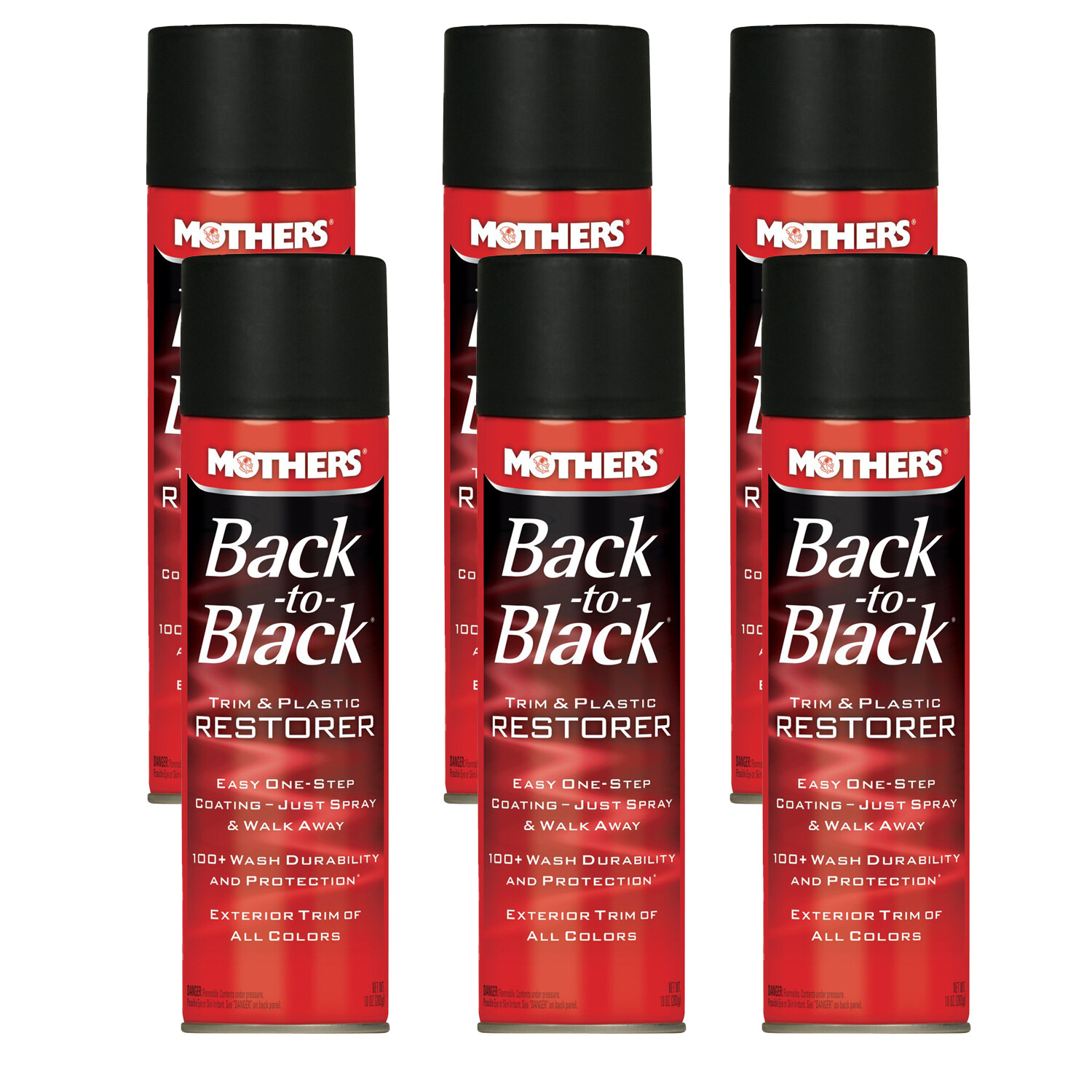 Mothers 06110 Back to Black Plastic and Trim Restorer Aerosol, 10 Ounce, 6 Pack Mothers 06110 Back to Black Plastic and Trim Restorer Aerosol, 10 Ounce, 6 Pack