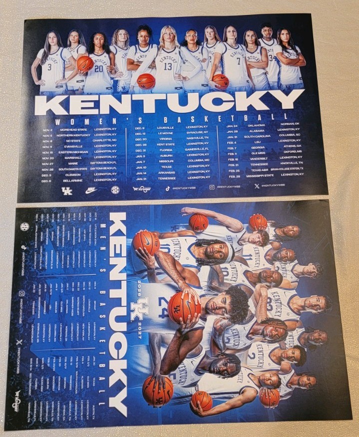 2026/27 University of Kentucky Wildcats Basketball Schedule/Poster Mens & Womens