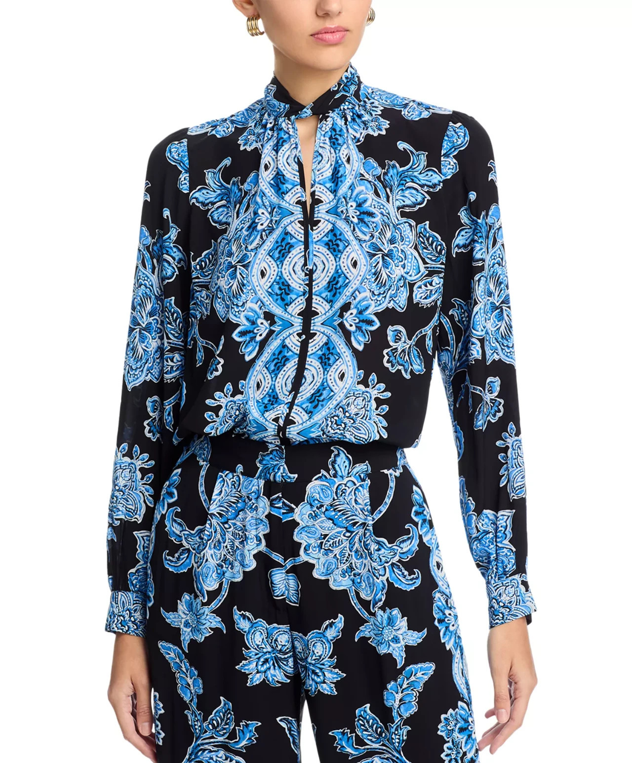 Elie Tahari The Skylar Printed Blouse MSRP $325