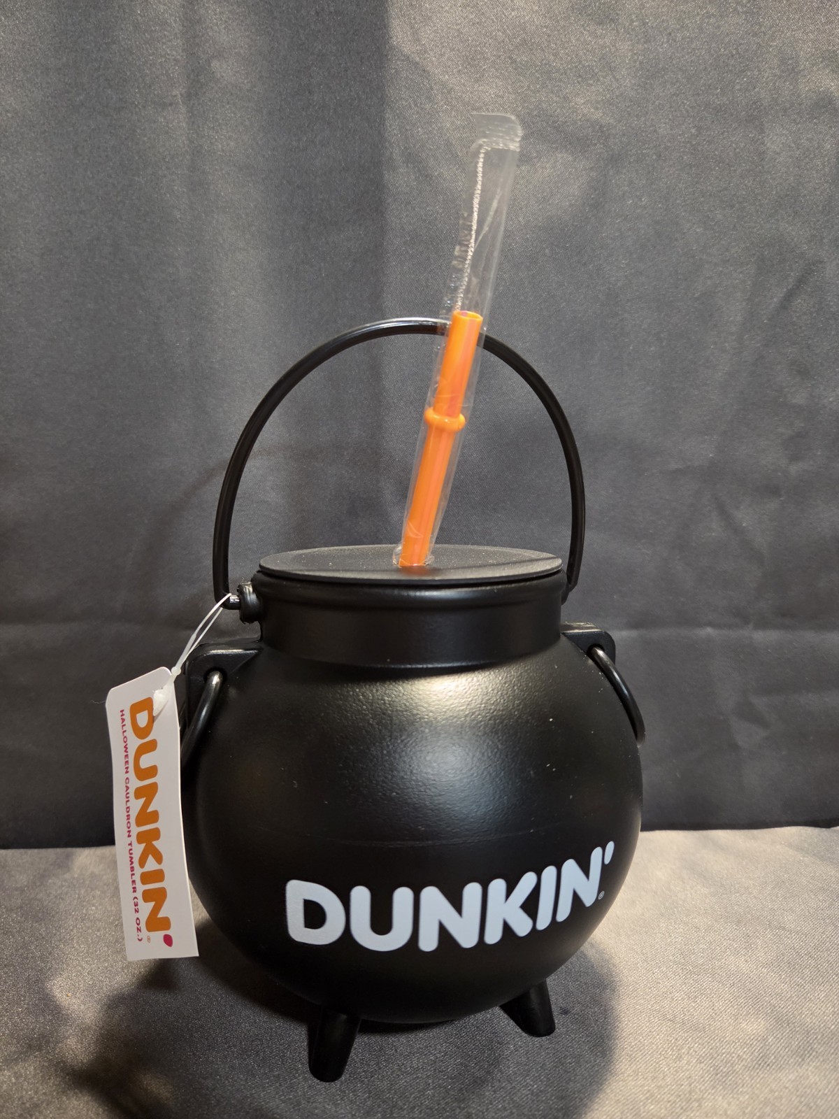 Dunkin\' Donuts Cauldron Tumbler Halloween w/ Lid Straw Black 