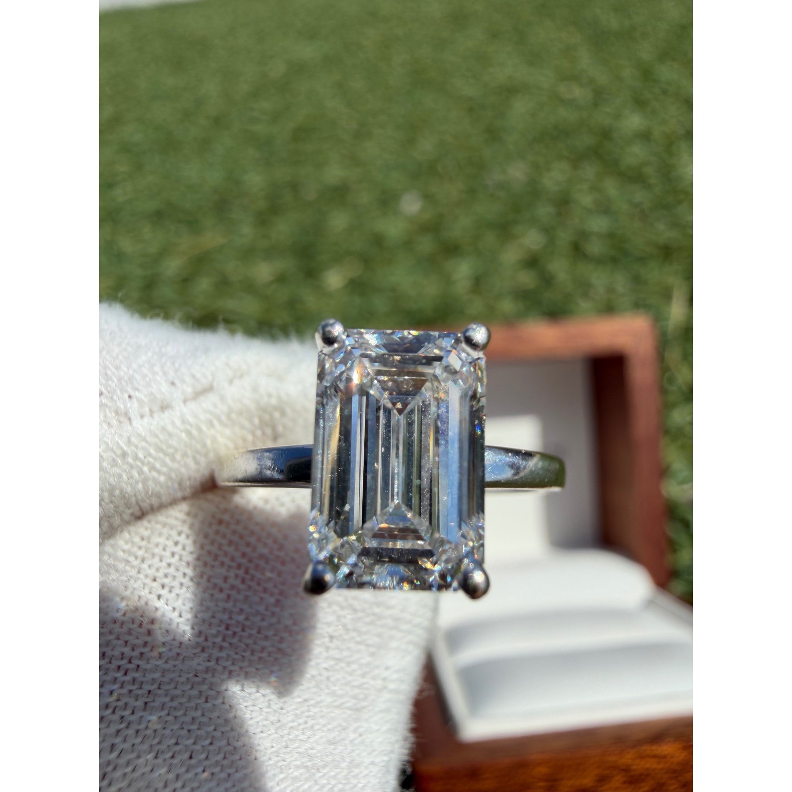 IGI 2.50ct Emerald Lab Grown Diamond Engagement Ring RareCarat Size 5