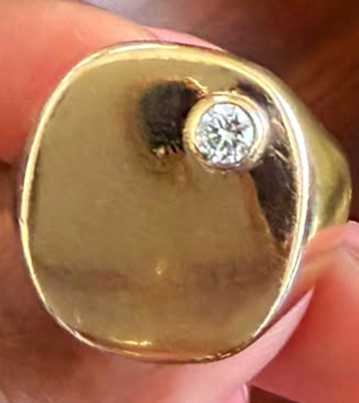 Tiffany & Co. 14kt. Yellow Gold Bezel Set Diamond Signet Ring Size 8