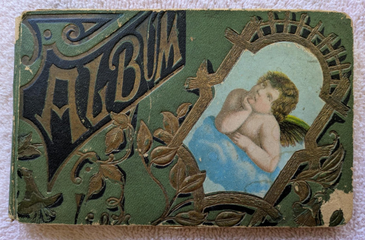 1907 Edwardian Scrap Album w/ Die-Cut Birds Roses German Made Autograph Book