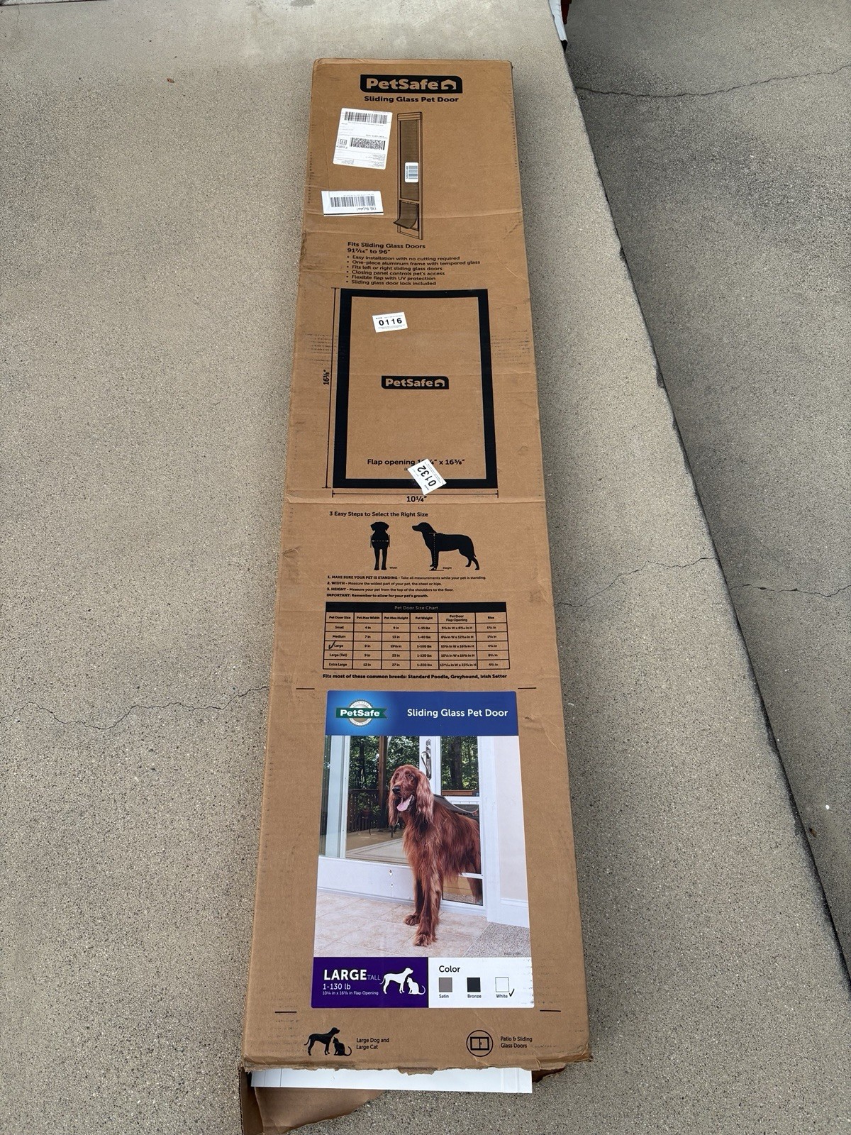 Petsafe PPA11-13141 White Adjustable Large-Tall Sliding Glass Pet Door- 96 in Petsafe PPA11-13141 White Adjustable Large-Tall Sliding Glass Pet Door- 96 in