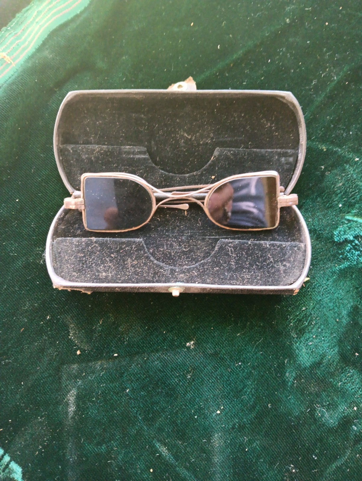 Antique Georgian Era Spectacle Double D Green Sunglasses Folding 