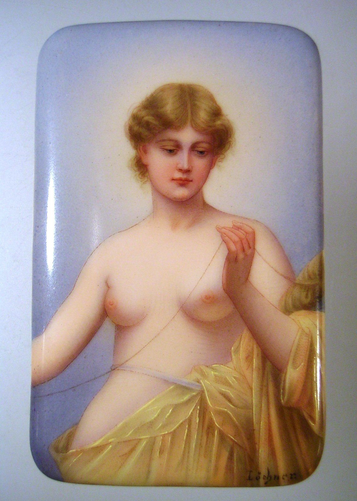 Late 19th c Heubach Germany Artist Signed Painted Porcelain Portrait Plaque