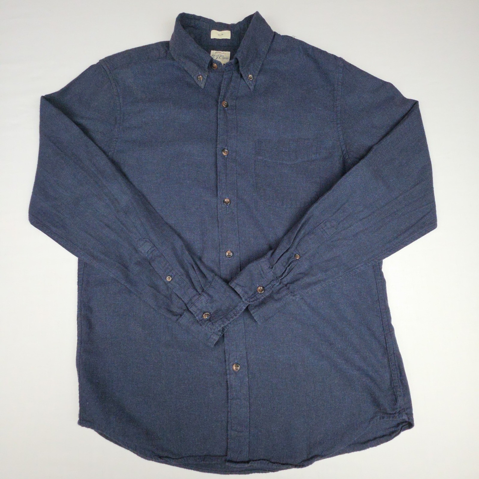J.Crew Brushed Twill Slim Fit Button Down Shirt Mens Medium Navy Blue Cotton