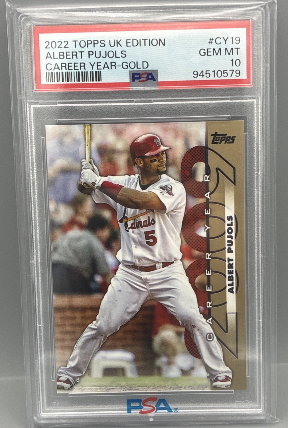 PSA 10 POP 1/1 Albert Pujols 2022 Topps UK Career Year Gold 1/25 Cardinals PSA 10 POP 1/1 Albert Pujols 2022 Topps UK Career Year Gold 1/25 Cardinals
