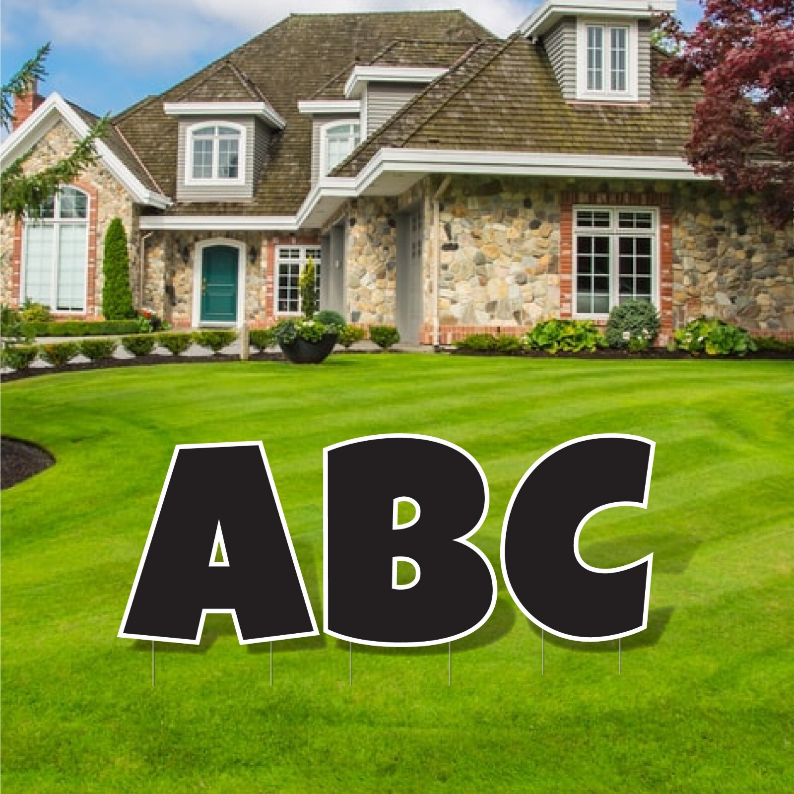 18” Alphabet Yard Letters, Luckiest Guy Font, 26pc, Includes Stakes, Yard Cards