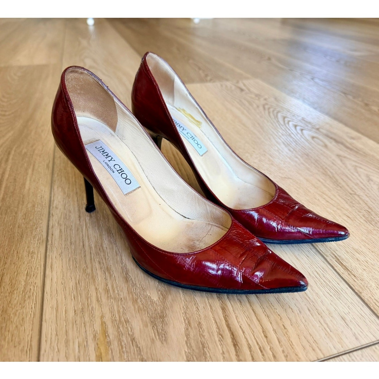 Jimmy Choo Agnes 85 Vintage Croc Pumps Burgundy Jimmy Choo Agnes 85 Vintage Croc Pumps Burgundy