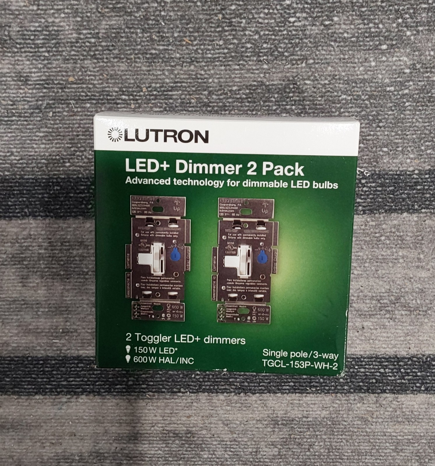 Lutron Toggler LED Dimmer Switch for Dimmable LED - 2pk (TGCL-153P-WH-2) E2 Lutron Toggler LED Dimmer Switch for Dimmable LED - 2pk (TGCL-153P-WH-2) E2