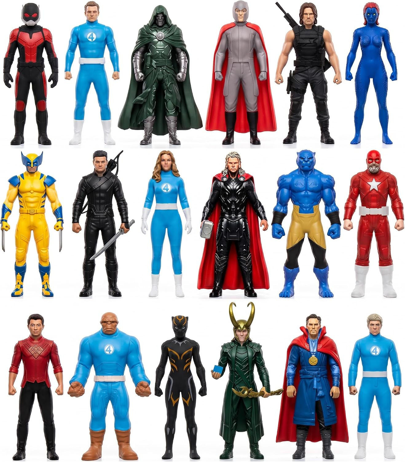 18Pcs Super Hero Figures Toy, 4.5 Inch Cartoon Heroic Legends Miniatures - Colle