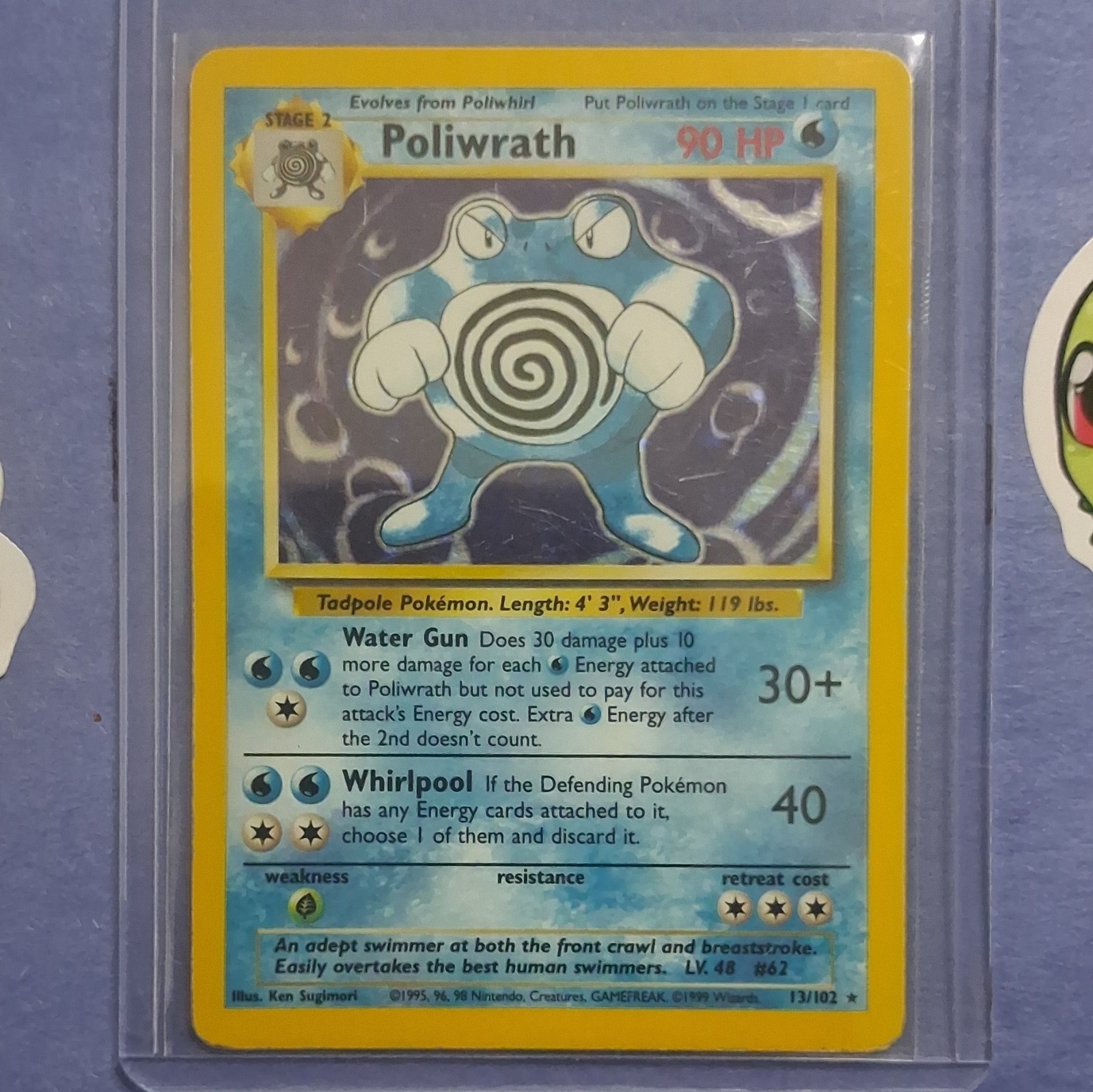 Pokemon TCG Poliwrath 013/102 1999 Base Set Holo Rare English 90HP Stage 2