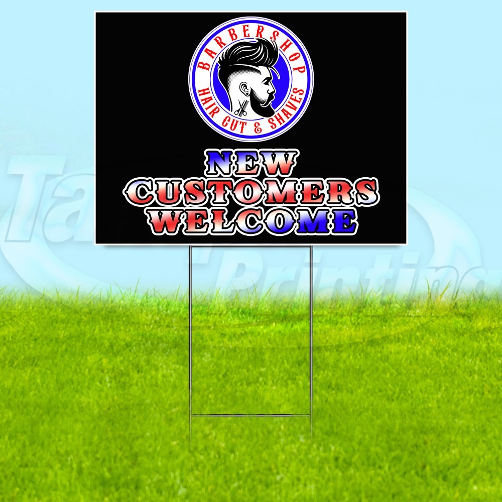 BARBERSHOP 18x24 Yard Sign Hair Salon Plastic Corrugated WITH STAKE USA YS08083