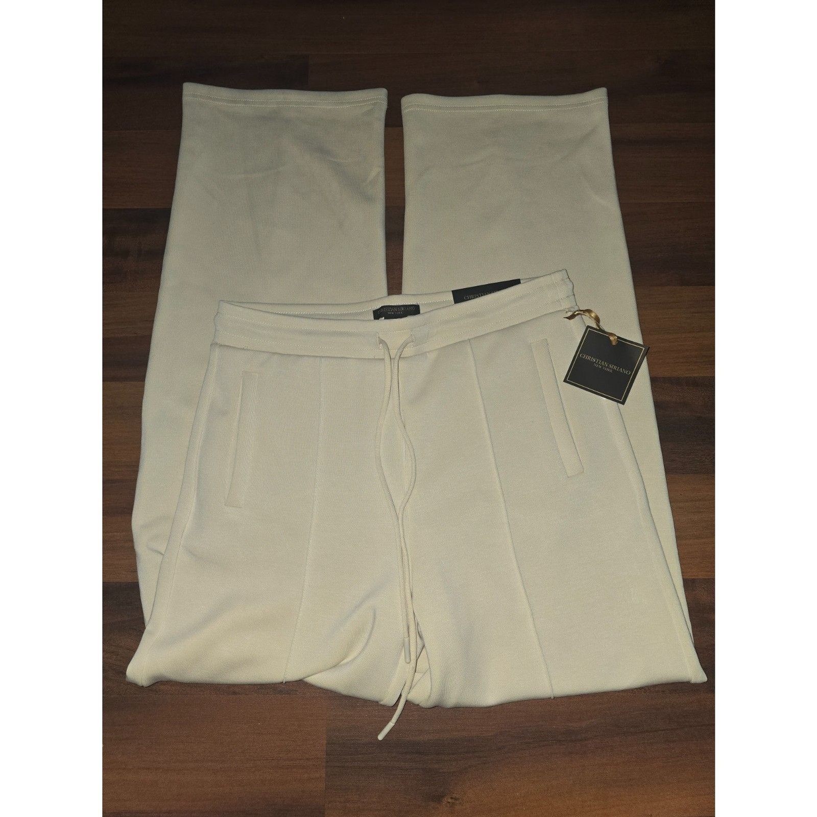 Christian Siriano New York Womens M Ivory Mid Rise Straight Leg Pants NWT